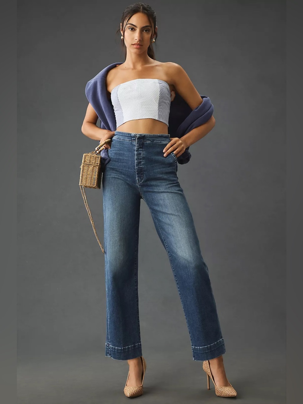 MOTHER The Cinch Greaser High Rise Wide Leg Jeans Sorry I’m Staring Size 28
